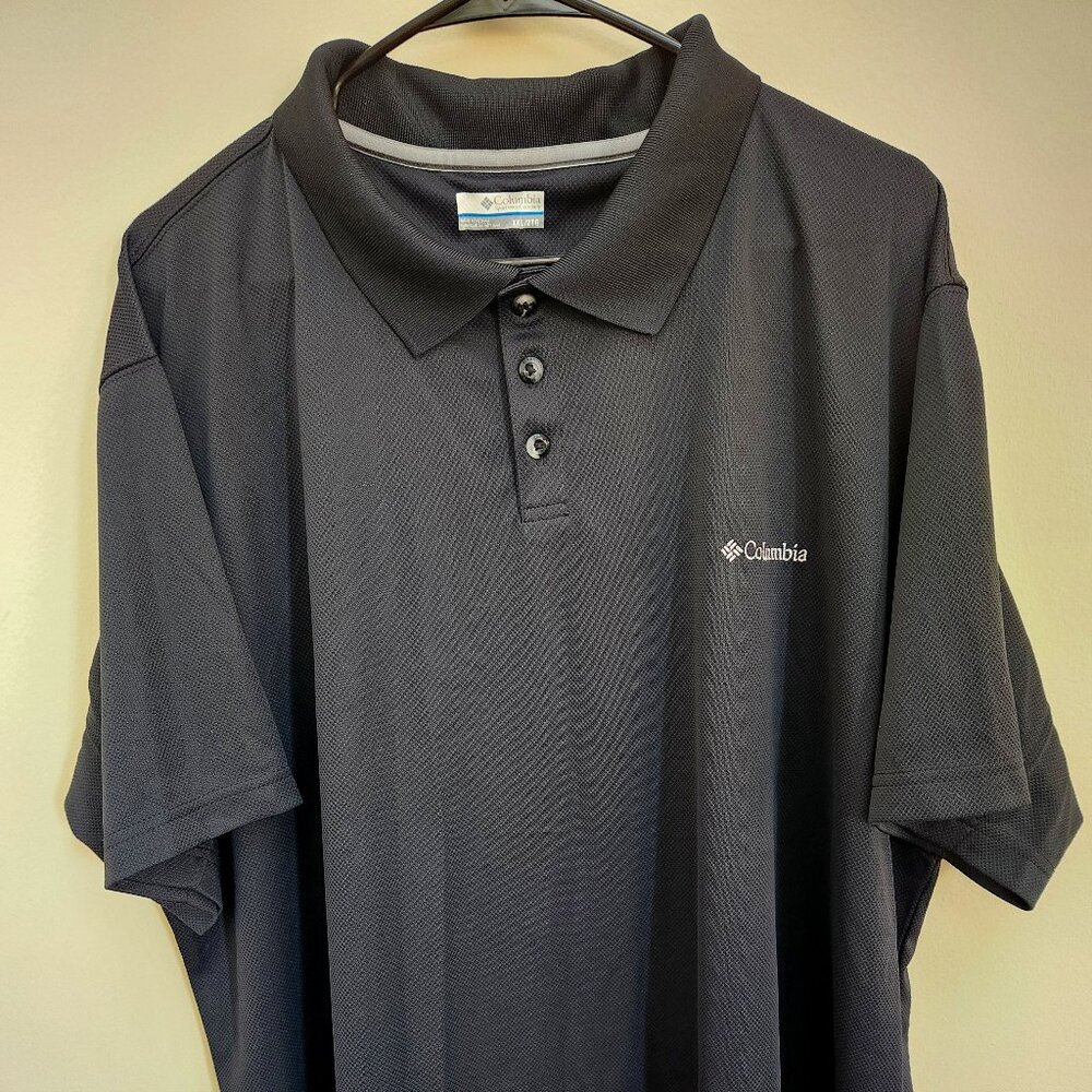 Columbia Polo Shirt 2XL Black Omni Wick Lightweight Outdoor Casual Mens